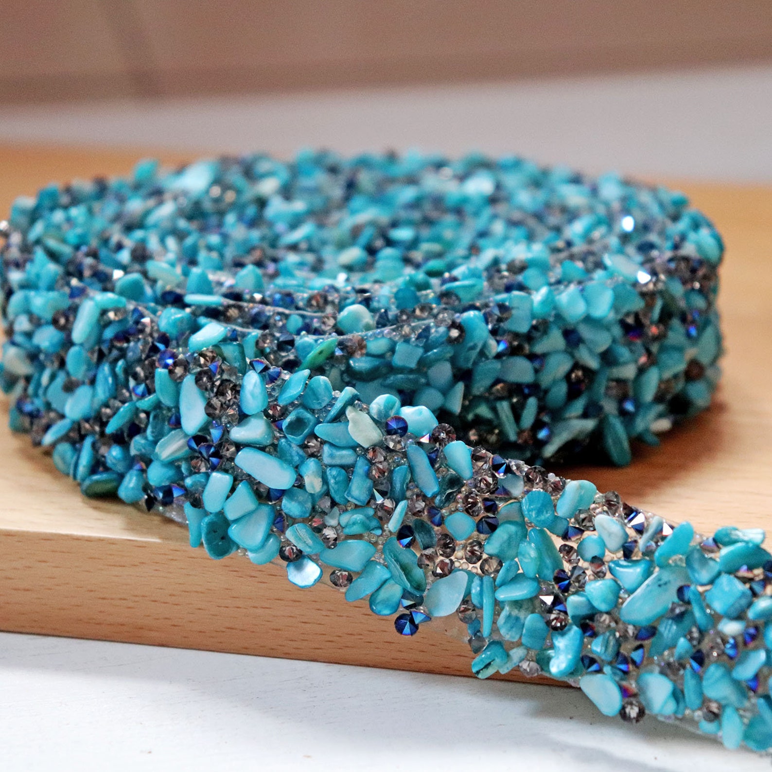 1meter 2.5cm wide ballet skirt beaded crystal lace trim paillette trim wedding party cake decor clothing accessories diy blue