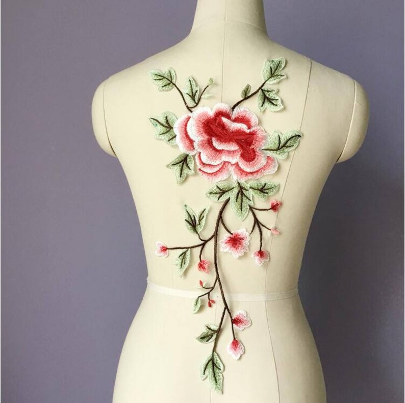 Large embroidered peony flower patch applique diy clothing  etsy Large embroidered peony flower patch applique diy clothing  etsy