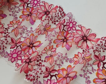 2 Yards 8,26 ''Breite Bunte Blumen Bestickte Stretch Elastische Spitzenbesatz Zum Nähen Kleid BH Dessous Kleidung Unterwäsche Bettwäsche