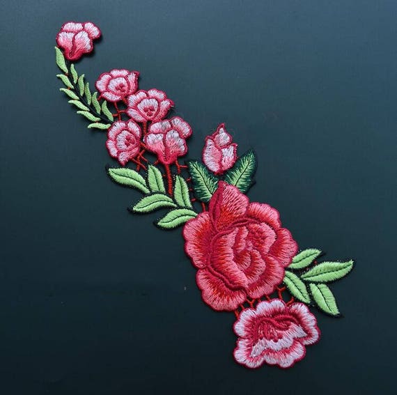 27CM Large Pink Butterfly Embroidery Sew On Patch Badge Jacket Fabric Applique