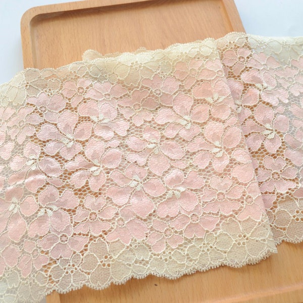 2Yards 7.32'' Wide Light Pink Daisy Floral Stretch Elastic Lace Trim For Bra Lingerie Underwear Garment Garter Sewing Fabrics DIY