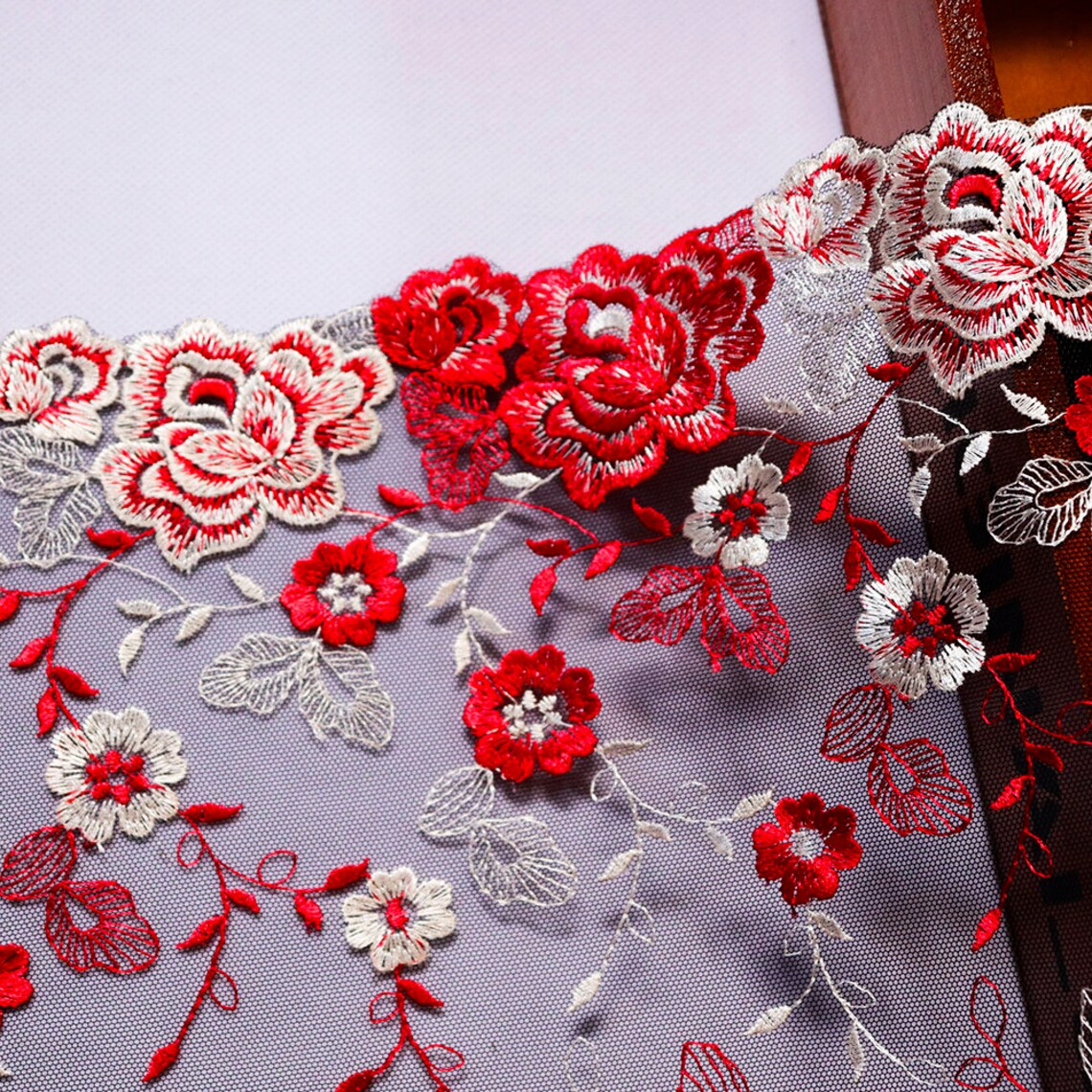 1 yard 9.1 Inch Embroidered Lace Trim Mesh tulle For Etsy