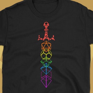 Rainbow Dice Sword for Dungeons and Dragons Players Tabletop RPG Nerdy & Geeky Unisex Shirt