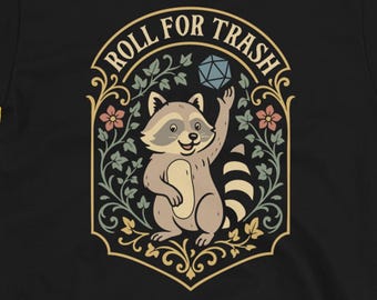 Zabawna koszulka z szopem: Rzuć śmieciem, Dziwaczna koszulka, Zabawna koszulka z Dungeons and Dragons, Koszulka D&D, S-3XL