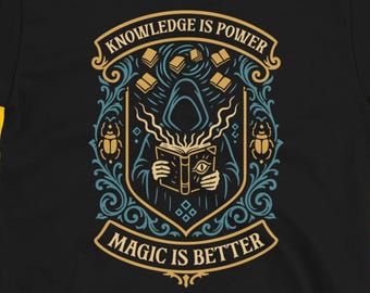 Camiseta de Wargaming: El conocimiento es poder, la magia es mejor, camiseta de hechicero, camiseta de pintor de miniaturas, camiseta de wargamer, camiseta de hechicero, tallas S-3XL