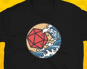 Kanagawa Wave Dice Set Dungeons and Dragons Shirt DND Tshirt Tabletop RPG T-Shirt Nerdy and Geeky Unisex Shirt