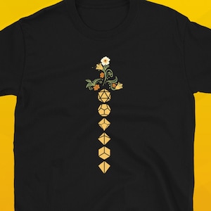 Dice Sword with Plants Flowers for Dungeons and Dragons Players Tabletop RPG Unisex Nerdy & Geeky Unisex Shirt