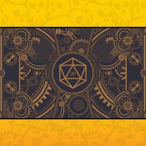 Tapete de jogo Dungeons and Dragons - Tapete de mesa Steampunk D20 Dice - Tapete de jogo MTG - Tapete de jogo mágico - Presente D&D - Presente MTG - Mousepad para jogos