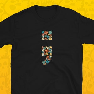 Retro Semicolon Mental Health Awareness Dice Dungeons and Dragons Shirt DND Tshirt Tabletop RPG T-Shirt Nerdy and Geeky Unisex Shirt
