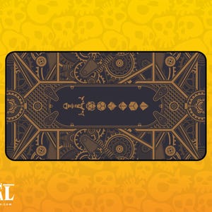 Tapete de mesa com espada de dados - Tapete de mesa com Dungeons and Dragons - Tapete de jogo MTG - Tapete de jogo mágico - Presente de D&D - Presente de MTG - Mousepad para jogos Steampunk