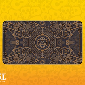 Tapete de mesa para MTG - Tapete de mesa Steampunk D20 Dice - Tapete de mesa Dungeons and Dragons - Tapete de jogo mágico - Presente de D&D - Presente de MTG - Mousepad para jogos