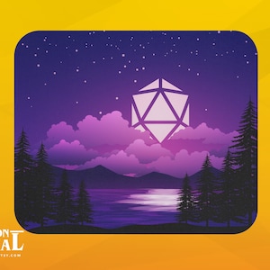 D20 Dice Night RPG Landscape Rectangle Mousepad - Dungeons and Dragons Mouse Pad - D&D Mousepad - Tabletop RPG Gaming Gift