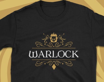 Warlock Shirt Dungeons and Dragons Shirt DnD T-Shirt TRPG Shirt Pathfinder RPG Shirt Nerdy and Geeky Gifts Tabletop RPG Gaming Gift Idea