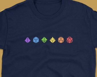 Colorful Polyhedral Dice Set Dungeons and Dragons Inspired T-Shirt - DnD Tee - D&D Shirt - Nerdy Tabletop RPG Gaming Gift Idea