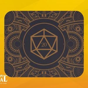Steampunk D20 Dice Dungeons and Dragons Mouse Pad - Rectangle Mousepad - D&D Mousepad - Tabletop RPG Gaming Gift