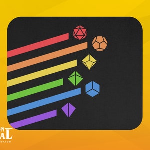 Rainbow Dice Set Dungeons and Dragons Mouse Pad - Rectangle Mousepad - D&D Mousepad - Tabletop RPG Gaming Gift