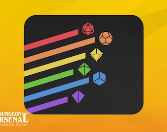 Rainbow Dice Set Dungeons and Dragons muismat - rechthoekige muismat - D&D-muismat - tabletop RPG-gamingcadeau