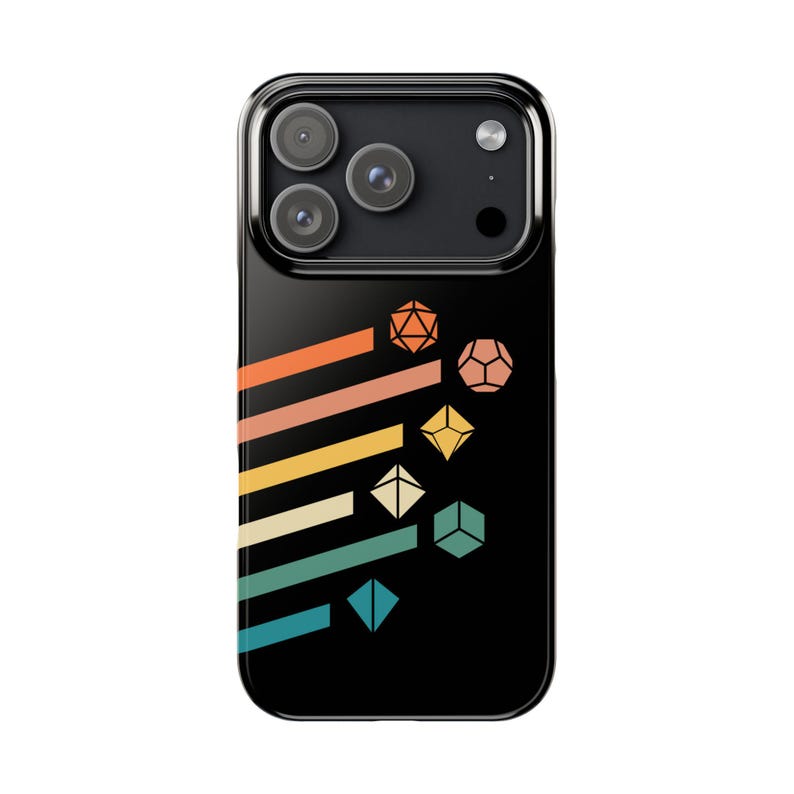 Retro Dice Set iPhone-hoesje Dungeons and Dragons, DnD-telefoonhoesjes, tabletop RPG-hoesje voor iPhone, ondersteunt draadloos opladen afbeelding 2