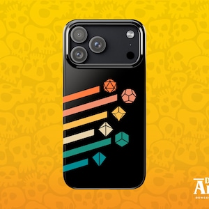 Retro Dice Set iPhone-hoesje Dungeons and Dragons, DnD-telefoonhoesjes, tabletop RPG-hoesje voor iPhone, ondersteunt draadloos opladen afbeelding 1