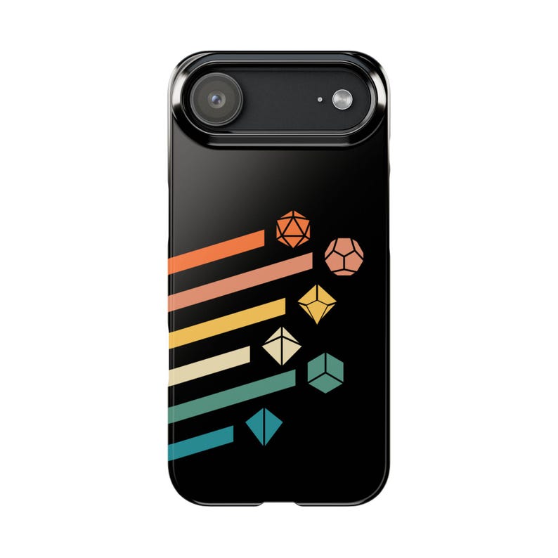Retro Dice Set iPhone-hoesje Dungeons and Dragons, DnD-telefoonhoesjes, tabletop RPG-hoesje voor iPhone, ondersteunt draadloos opladen afbeelding 3