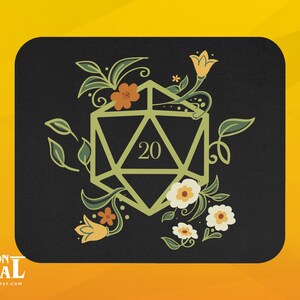D20 Druidens tärningar Dungeons and Dragons musmatta - Rektangulär musmatta - D&D musmatta - Bordspel RPG-gåva
