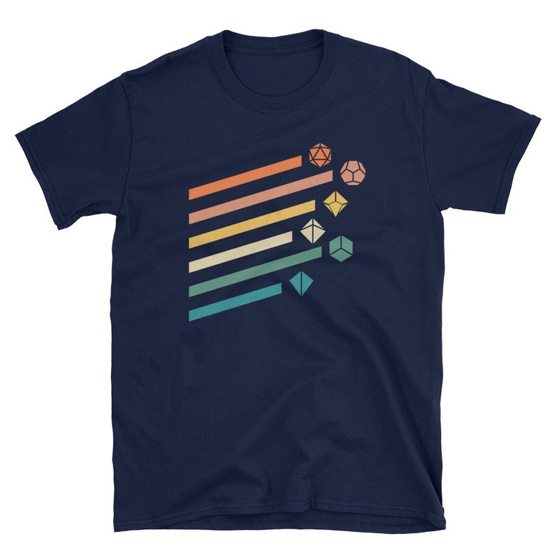 Retro Polyhedral Dice Set Vintage Colors D20 Dungeons and Dragons T-Shirt TRPG TShirt DnD TShirt Tabletop RPG For Men For Women image 3