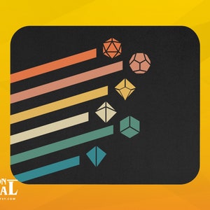 Retro Polyhedral Würfel Set Mauspad Vintage Farben D20 Dungeons and Dragons Mousepad - D&d Mousepad - Tabletop RPG Gaming Geschenk