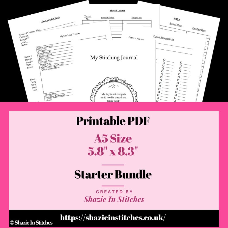 Printable PDF A5 Size Cross Stitch Journal Starter Bundle Etsy
