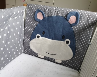 Cuddly hippo for the cot • eBook & pattern • SET bed border + cushion + crawling blanket (carpet)