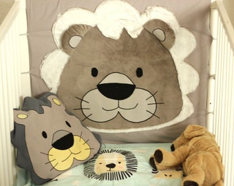 Cuddly lion for the cot • eBook & pattern • SET bed border + cushion + crawling blanket (carpet)