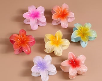 Summer Hair Accessories,Flower Hair Clips,Tropical Flower Hair Clips,Hawaiian Hibiscus Flower Claw Clip,Plumeria Flower Hair Clip