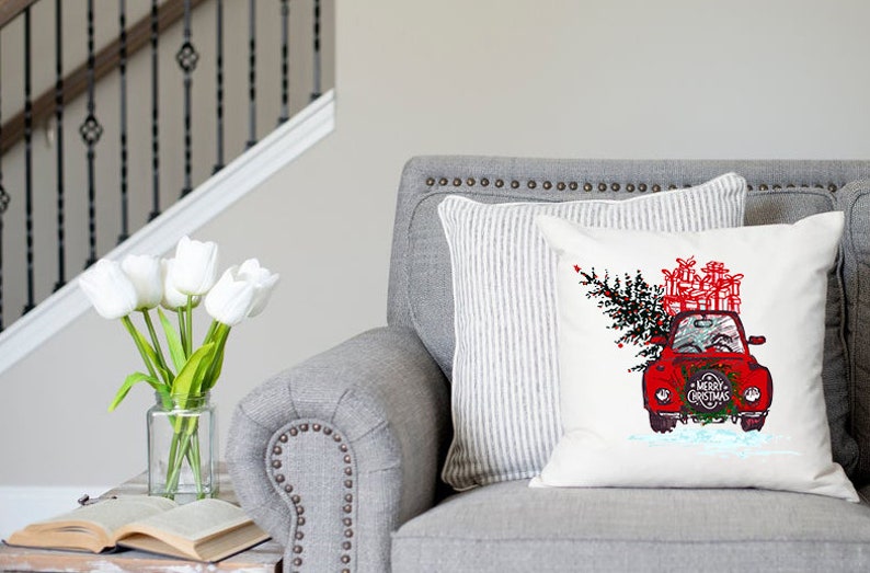 Christmas Pillow Decor Vintage Truck Pillow Home Decor for the Holidays,Christmas Gift Idea,P38