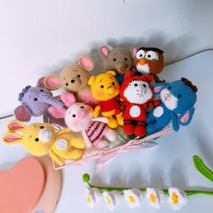 Handmade Gift for kids, Baby gift, baby toys, Crochet the Pooh and friend set, Pooh, Piglet, Tigger,Eeyore,Rabbit, Kanga, Roo, Lumpy,Owl