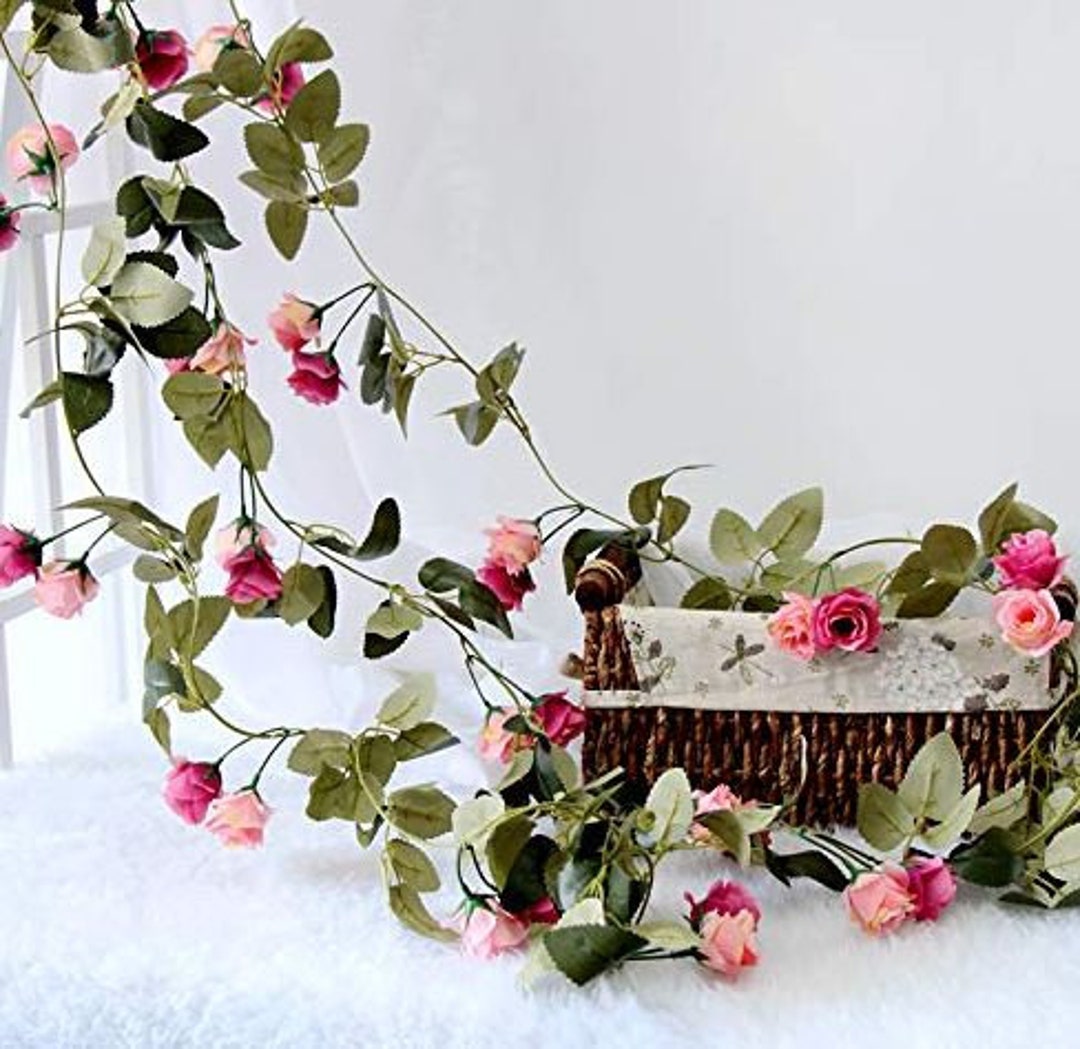 6.8 Ft Silk Rose Vine Artificial Flowers Garland Hanging Etsy