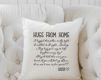 Farmhouse Pillow Covers  - Going Away Gift - Gift for Son- Gift for Daughter - College Dorm Gift - Get Well Soon-Hugs From Home Pillow - PP1