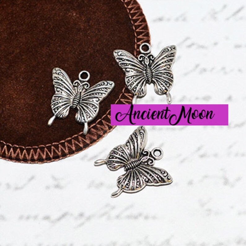 4 PCS anallergic Butterfly Pendants Create handmade costume jewellery DIY CHARMS s butterfly making bijoux 23 mm free nickel nature