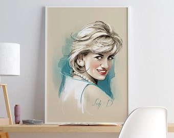 Downloadable digital print, Lady Diana poster, digital print, poster, wall art, Pop Art, large print