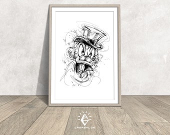 Downloadable digital printing, Scrooge McDuck poster, digital printing, poster, wall art, Scrooge McDuck Pop Art, large print