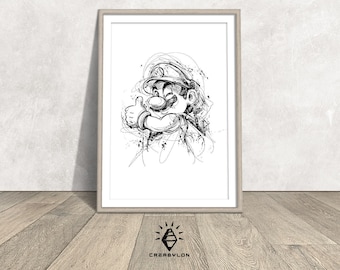 Downloadable digital print, Super Mario, gift in download section, poster, wall art, Pop Art, Super Mario, large print