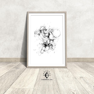 Herunterladbarer Digitaldruck, Mario Bros Yoshi, Poster, Wandkunst, Pop Art, Mario, Großdruck