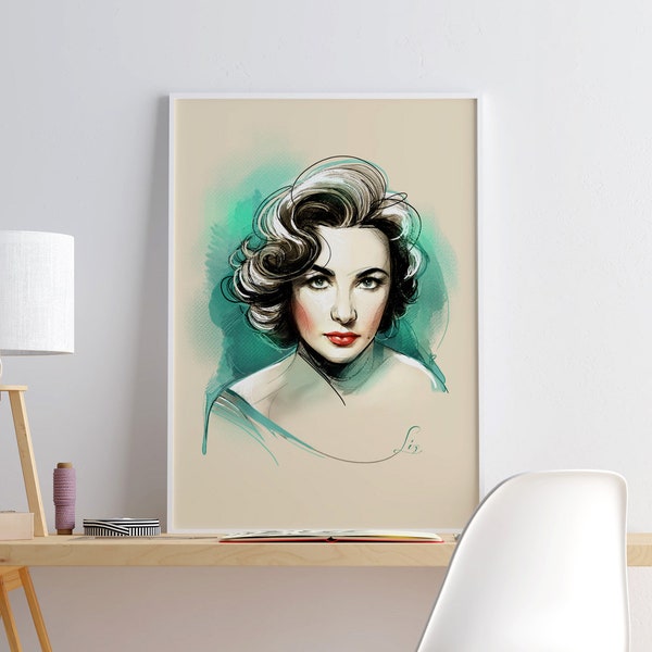 Downloadable digital print, Liz Taylor poster, digital print, poster, wall art, Pop Art, large print