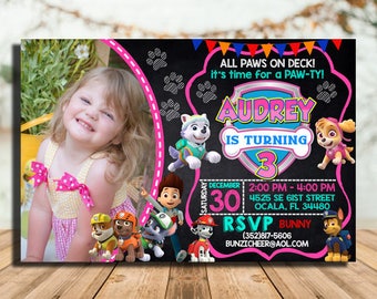 Paw Patrol Invitation Girl, Paw Patrol Birthday Invitation, Paw Patrol Invitation, Paw Patrol Party Invitations, Paw Patrol Birthday Party