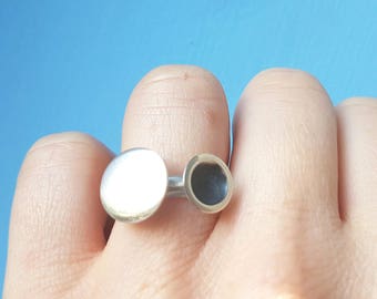 Geometric ring, cup and dome ring, geometric jewelry, geometric jewellery, contemporary ring, quirky ring, unique ring, christmas gift