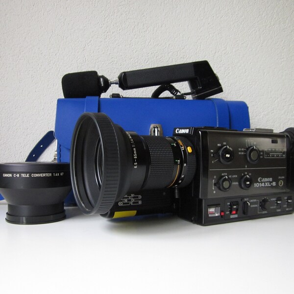 Canon 1014 XL-S CANOSOUND met C-8 Tele Converter en koffer super 8 camera film filmcamera 8 mm vintage 70's midden van de eeuw