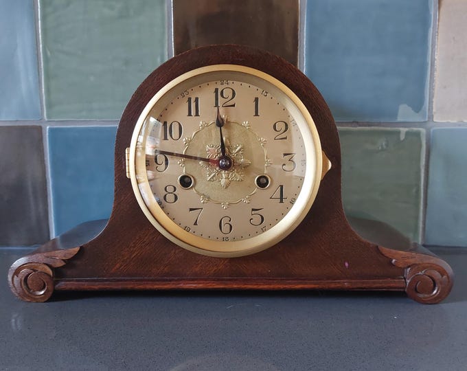 Germany Pendulum Clock, Mantel Clock, Mantle Clock, Wood, Key, Gong ...