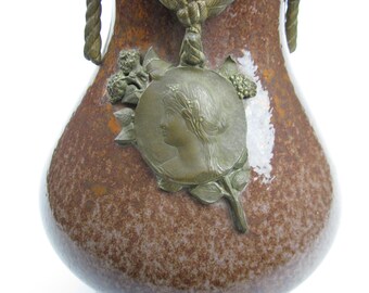 Jug antique vase jug of stoneware and bronze 1897 signed ceramic French Art Nouveau