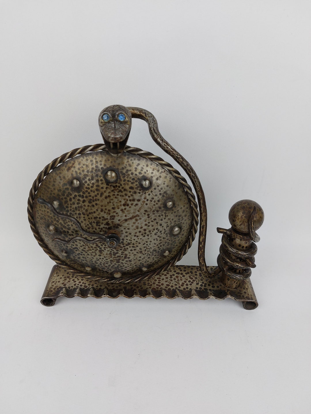 Snake Clock Wrought Iron Hand-forged Art Craft Table Mantel Clock Metal ...