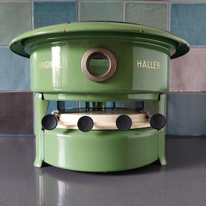 Haller Petroleum stove petroleum set oil stove green 4 burner enamel enamelware enamel cooking stove 1960 60&#39;s vintage