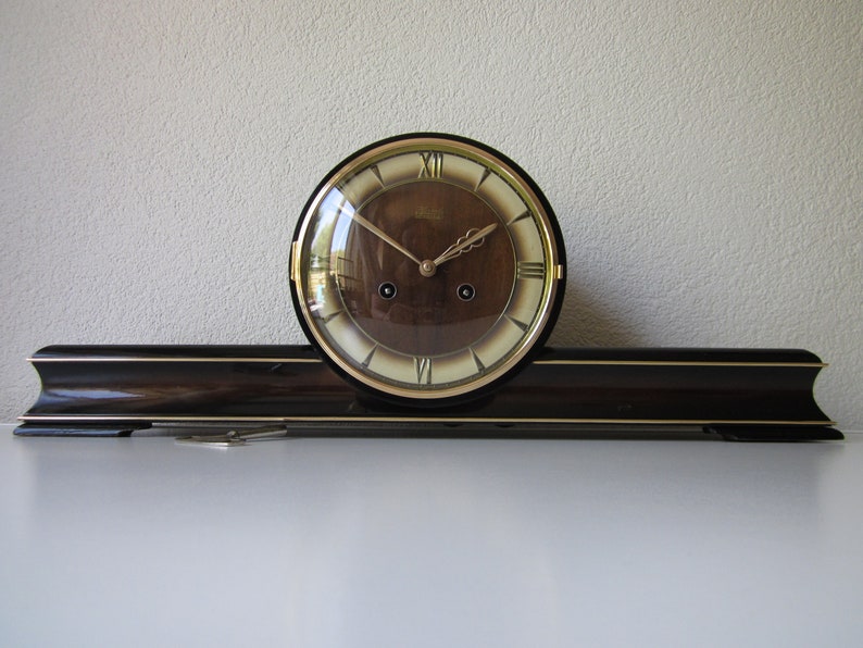 Xl Hermle Schwebeanker Pendule Chimney Clock Mantel Clock Wood Etsy