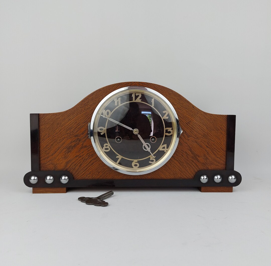 JUNGHANS Clock Germany Pendulum Mantelpiece Wood Key Analogue Etsy